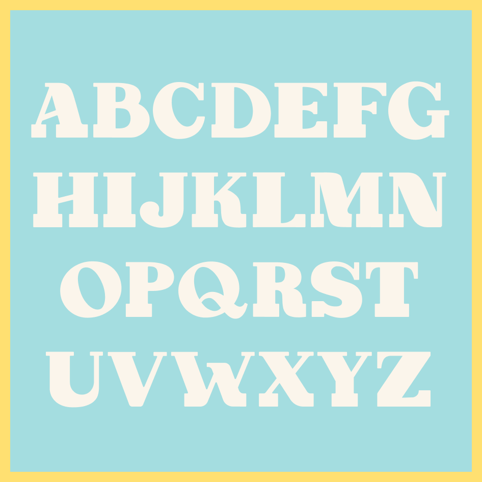 Uppercase letters of Melba typeface